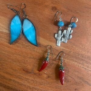 Boho Statement Earring Bundle – Stained Glass, Cactus, Chili Pepper